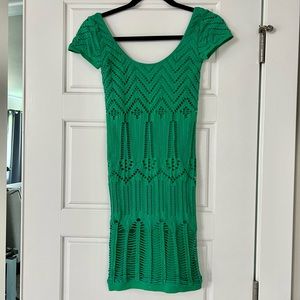 Bebe Green S Bodycon Crochet Dress